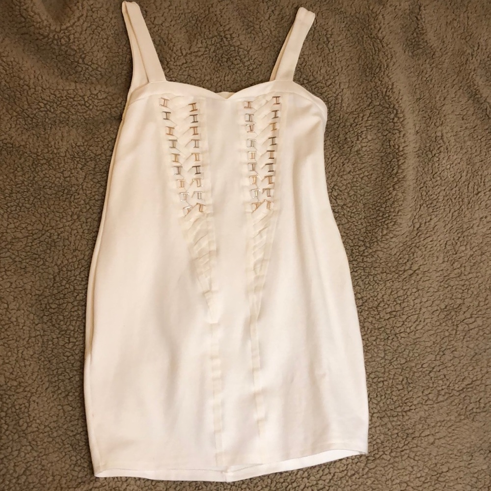 White Bandage Dress with Gold/Sliver links